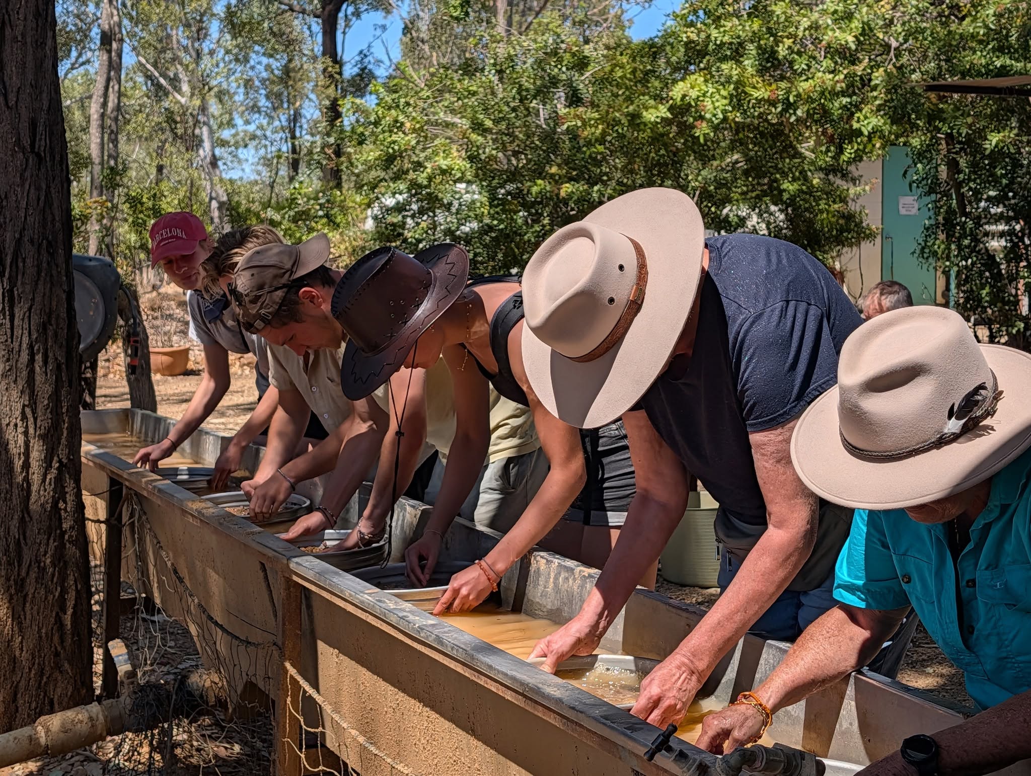 Washing fossicking material at Pats Sapphire Central