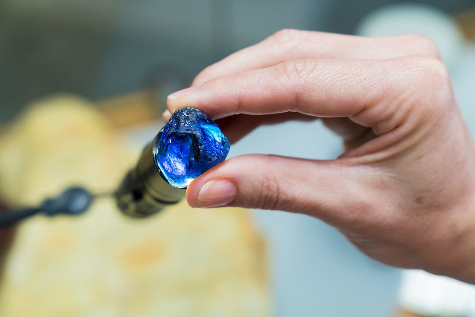 A blue sapphire found in the Gemfields